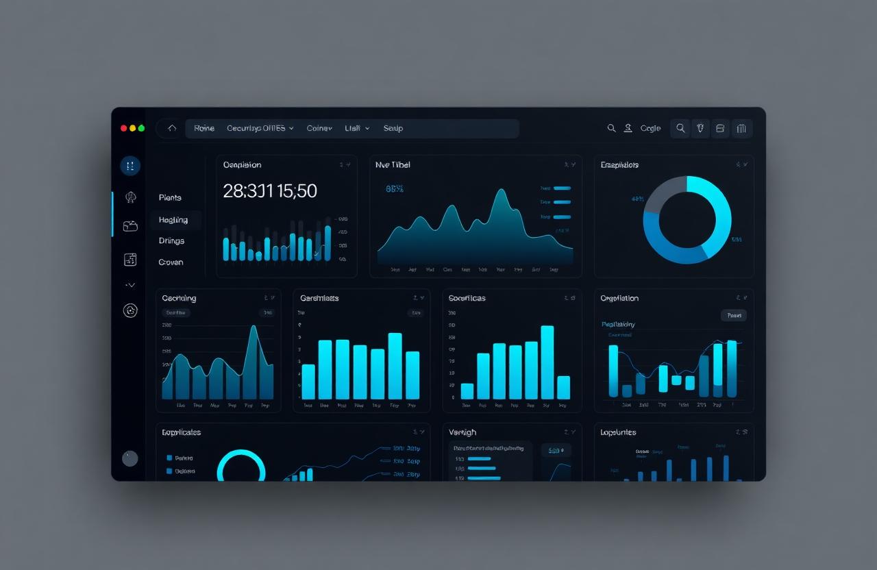 Generated dashboard interface preview with cyan data visualizations